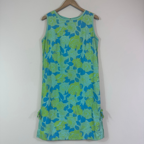 Lilly Pulitzer Dresses & Skirts - LILLY PULITZER Vtg Early 60’s Shift Dress Side Tie 100% Cotton Blue Green Floral